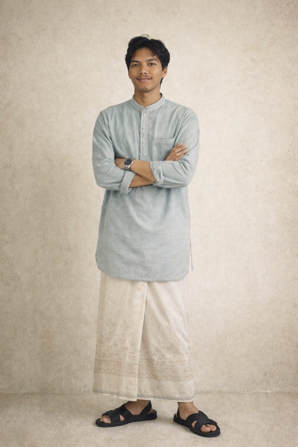 Vintage 90s Islamic Fashion Editorial Portrait in Soft Faded Tones